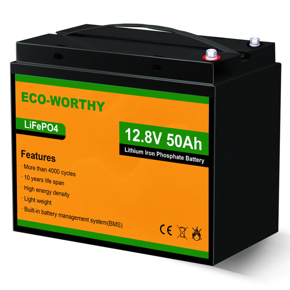ECO-WORTHY 12V 50Ah Lithium Iron Phosphate Battery - Energize Trek