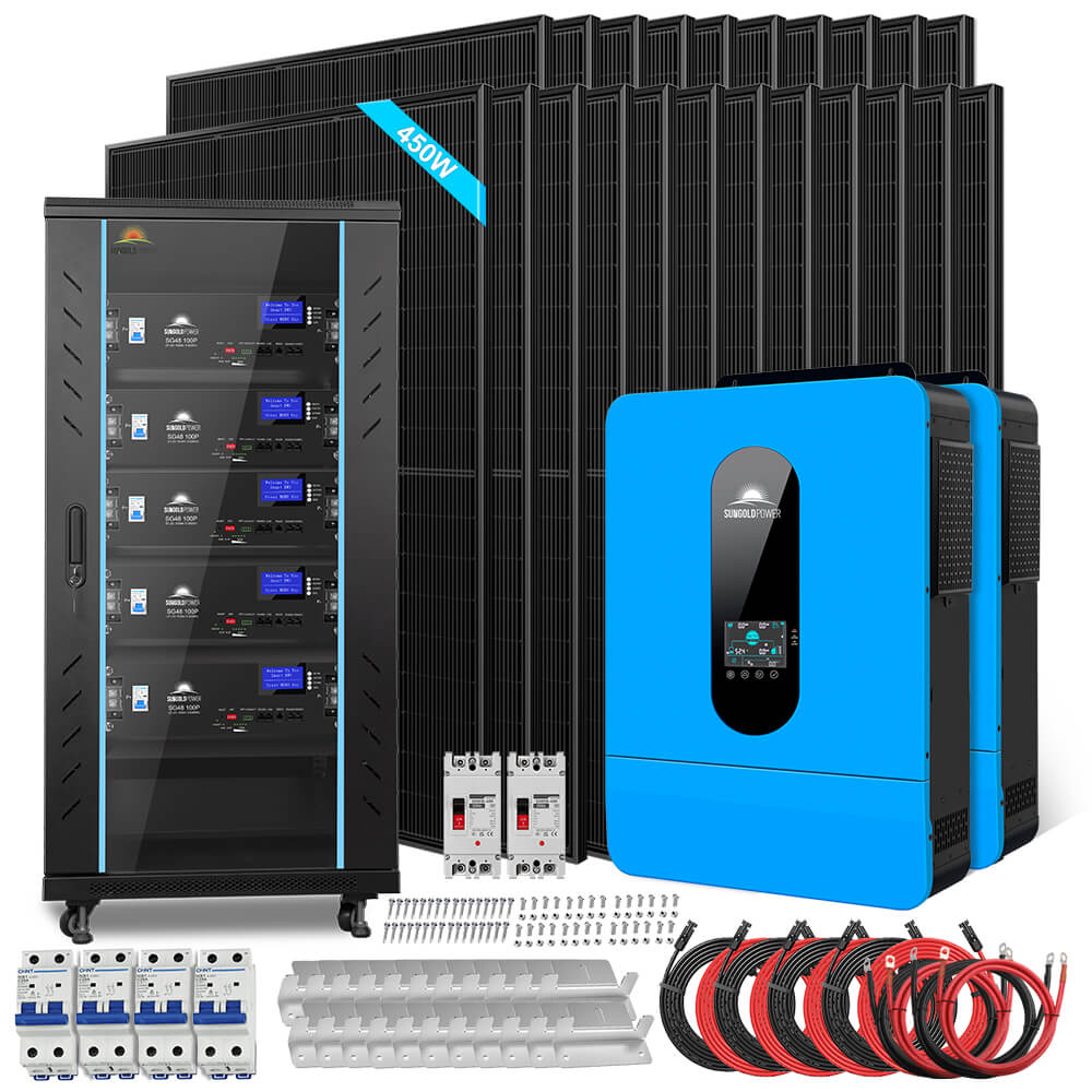 Off Grid Solar Kit 13000W 48VDC 120V/240KWH LiV LifePo4 25.6thium Battery 22 X 450 Watts Solar Panels SGR-13K25E - Energize Trek