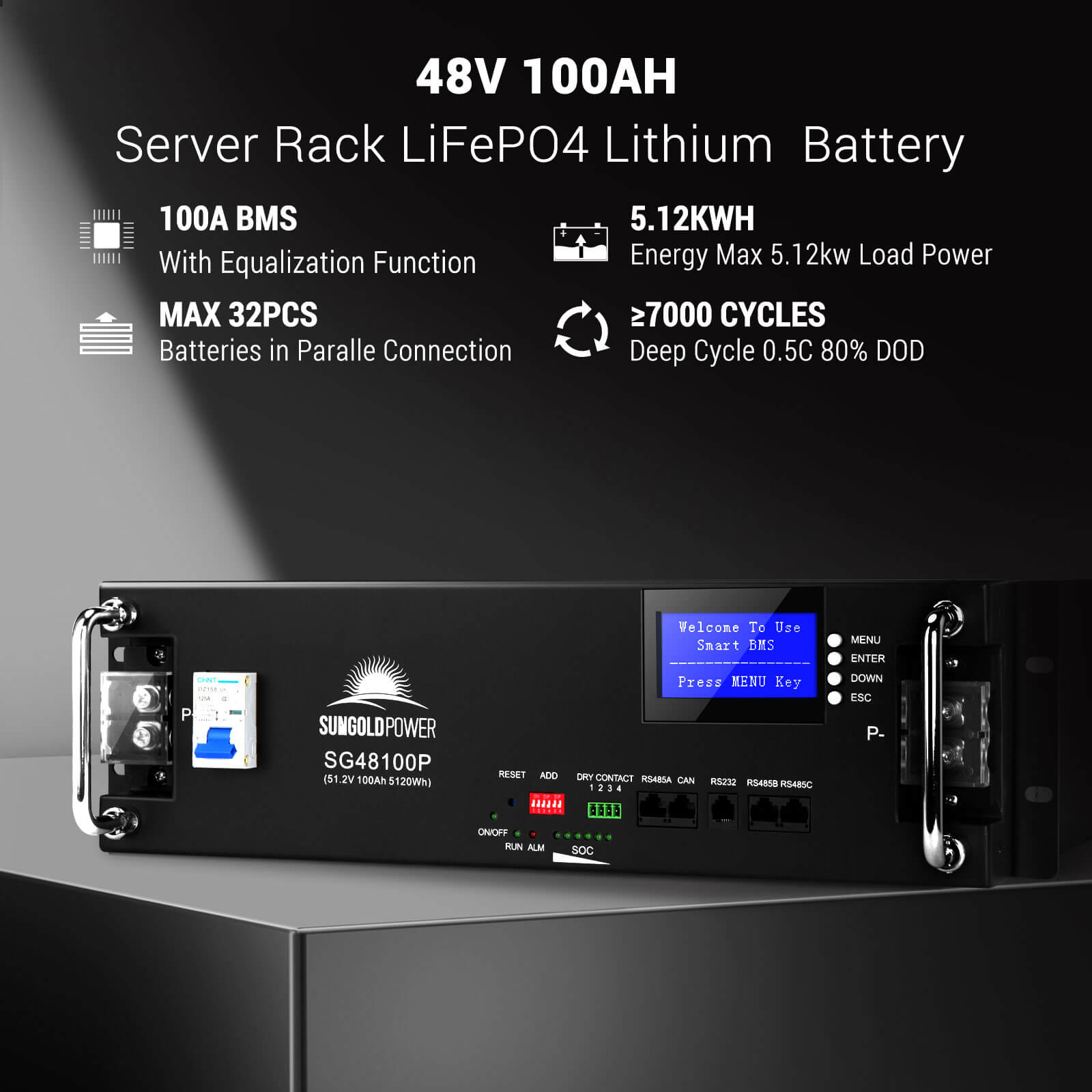 Off-Grid Solar Kit 5000W 48VDC 120V LifePo4 10.24KWH Lithium Battery 6 X 415 Watts Solar Panels SGR-5KE - Energize Trek