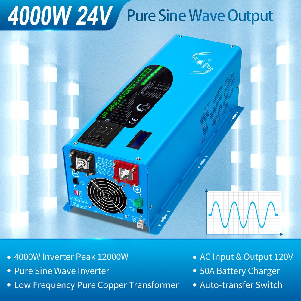 4000W DC 24V Pure Sine Wave Inverter With Charger - Energize Trek
