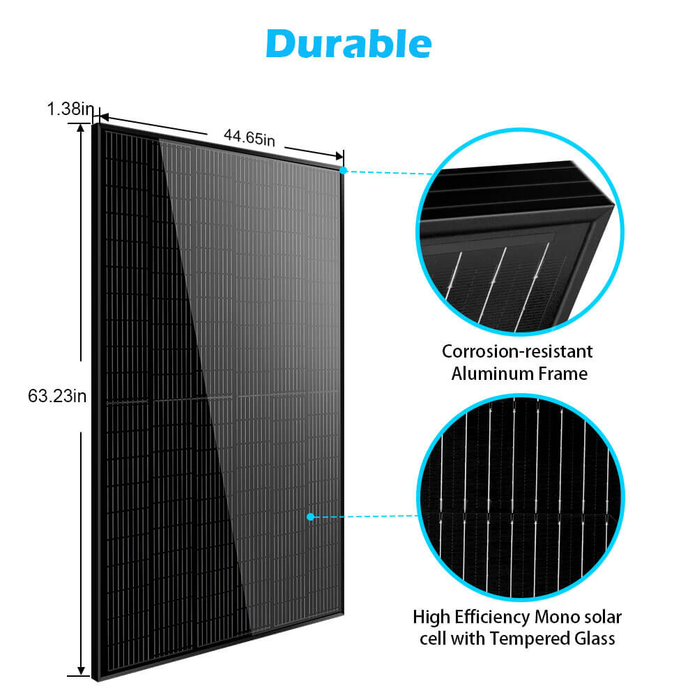 370W MONO BLACK PERC SOLAR PANEL FULL PALLET (32 PANELS) UL 61730 - Energize Trek