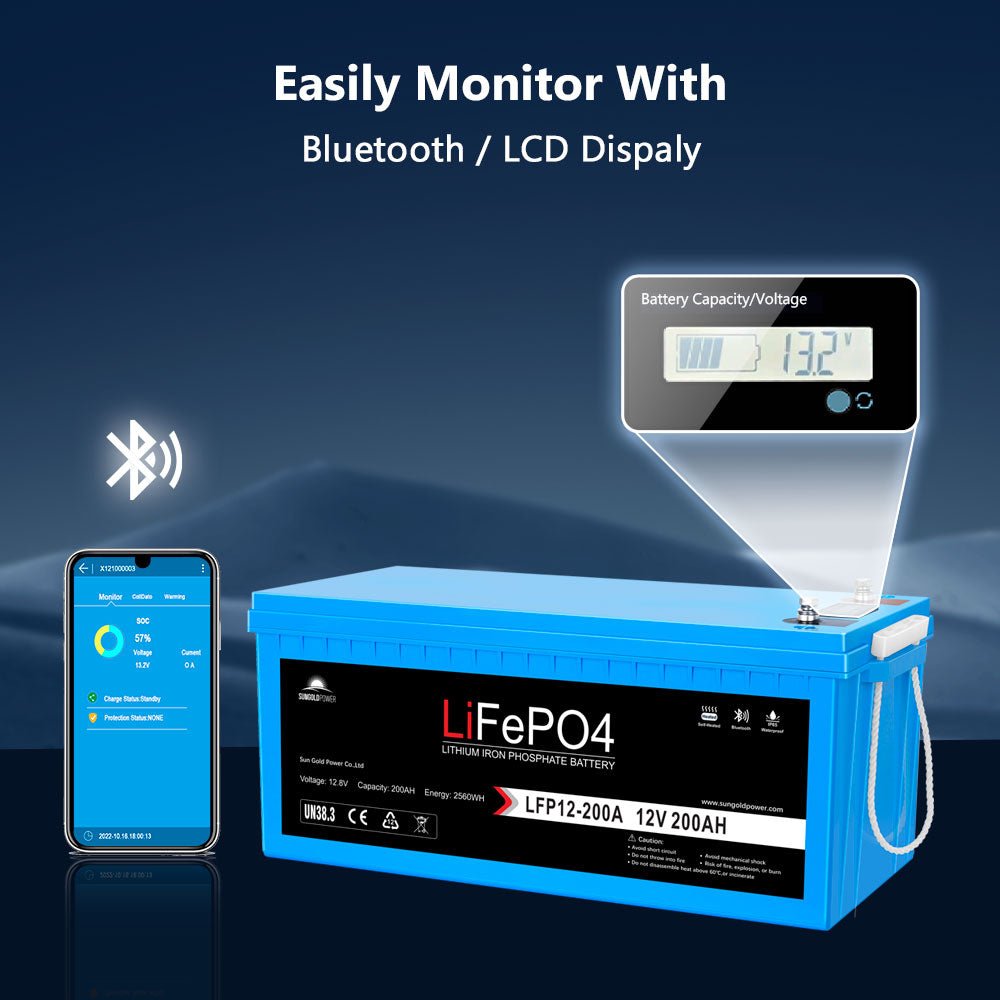 2 X 12V 200Ah LiFePo4 Deep Cycle Lithium Battery Bluetooth / Self-Heating / IP65 - Energize Trek