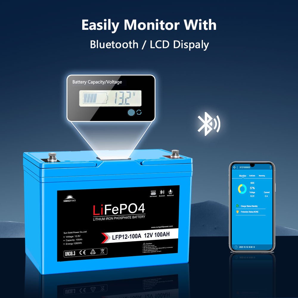 4 X 12V 100AH LiFePO4 Deep Cycle Lithium Battery / Bluetooth /Self-heating / IP65 - Energize Trek