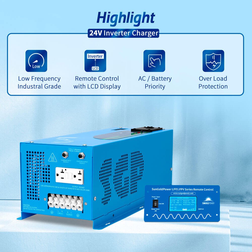 3000W DC 24V Pure Sine Wave Inverter With Charger - Energize Trek