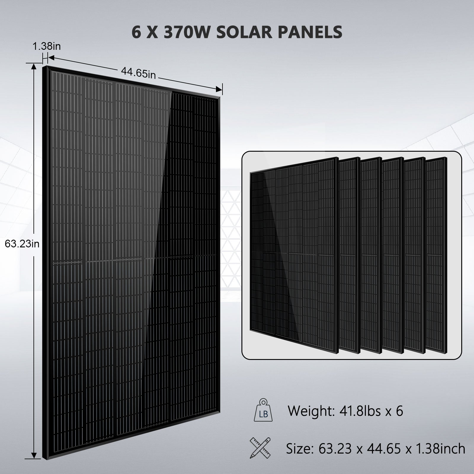 Off Grid Solar Kit 6000W 24/ 48VDC 120V/240V LifePO4 10.24KWH Lithium Battery 6 X 370 Watt Solar Panels SGK-PRO64/ SGK-PRO62 - Energize Trek