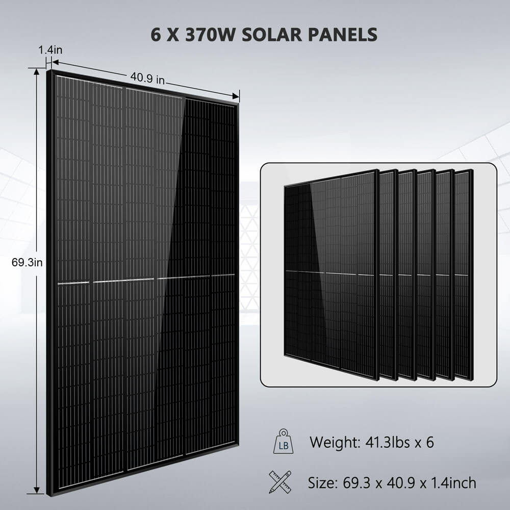 Off-Grid Solar Kit 6500W 48VDC 120/240VAC 10.24KWH PowerWall Lithium Battery 6 X 370 Watts Solar Panels SGM-6510M - Energize Trek