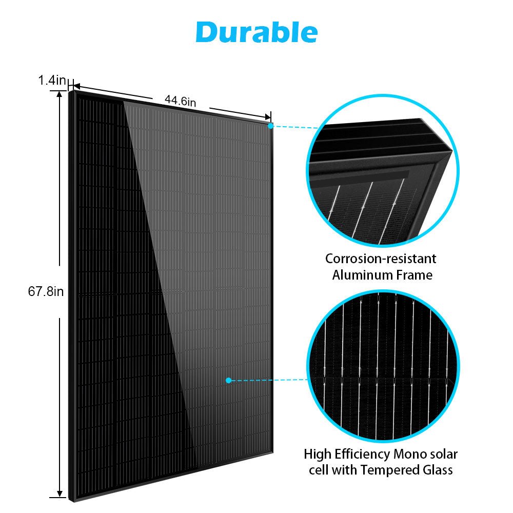 370W/ 415W/ 500W Mono Black PERC Solar Panel UL 61730 CEC Listed - Energize Trek