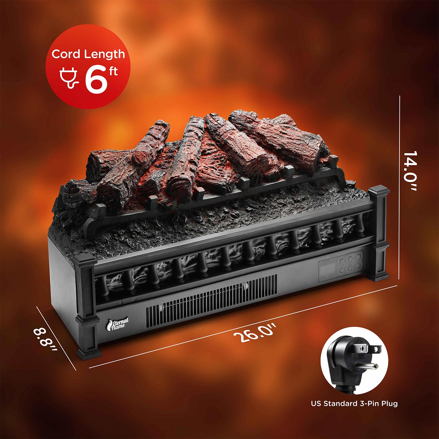 Eternal Flame EF26-PB Electric Fireplace Logs - Energize Trek