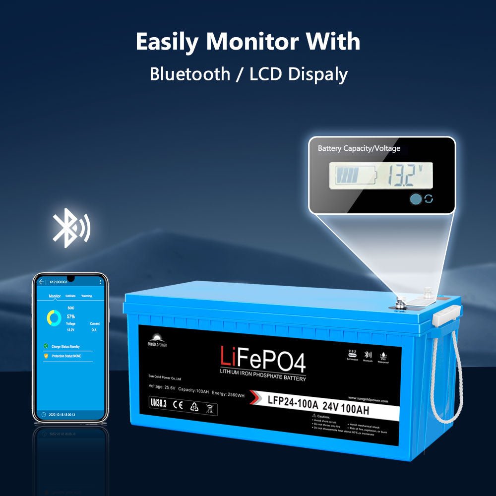 24V 100Ah LiFePo4 Deep Cycle Lithium Battery Bluetooth / Self-Heating / IP65 - Energize Trek