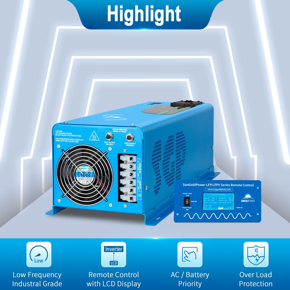 4000W DC 12V Split Phase Pure Sine Wave Inverter With Charger - Energize Trek