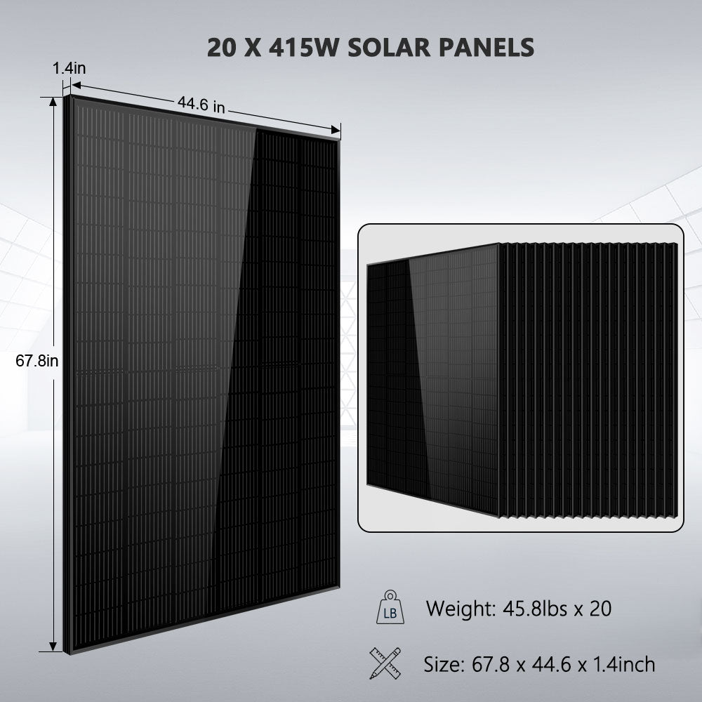 Off-Grid Solar Kit 13000W 48VDC 120V/240V LifePo4 20.48KWH Lithium Battery 14 X 415 Watts Solar Panels SGR-13KM - Energize Trek