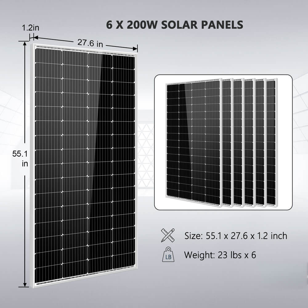 Off-Grid Solar Kit 5000W 48VDC 120V 5.12KWH PowerWall Battery 6 X 200 Watts Solar Panels SGM-5K5E - Energize Trek