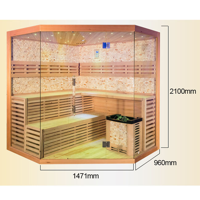 SAUNA EVOLUTION® Indoor Finland Luxury Traditional Steam Sauna Room Glass 11 - Energize Trek