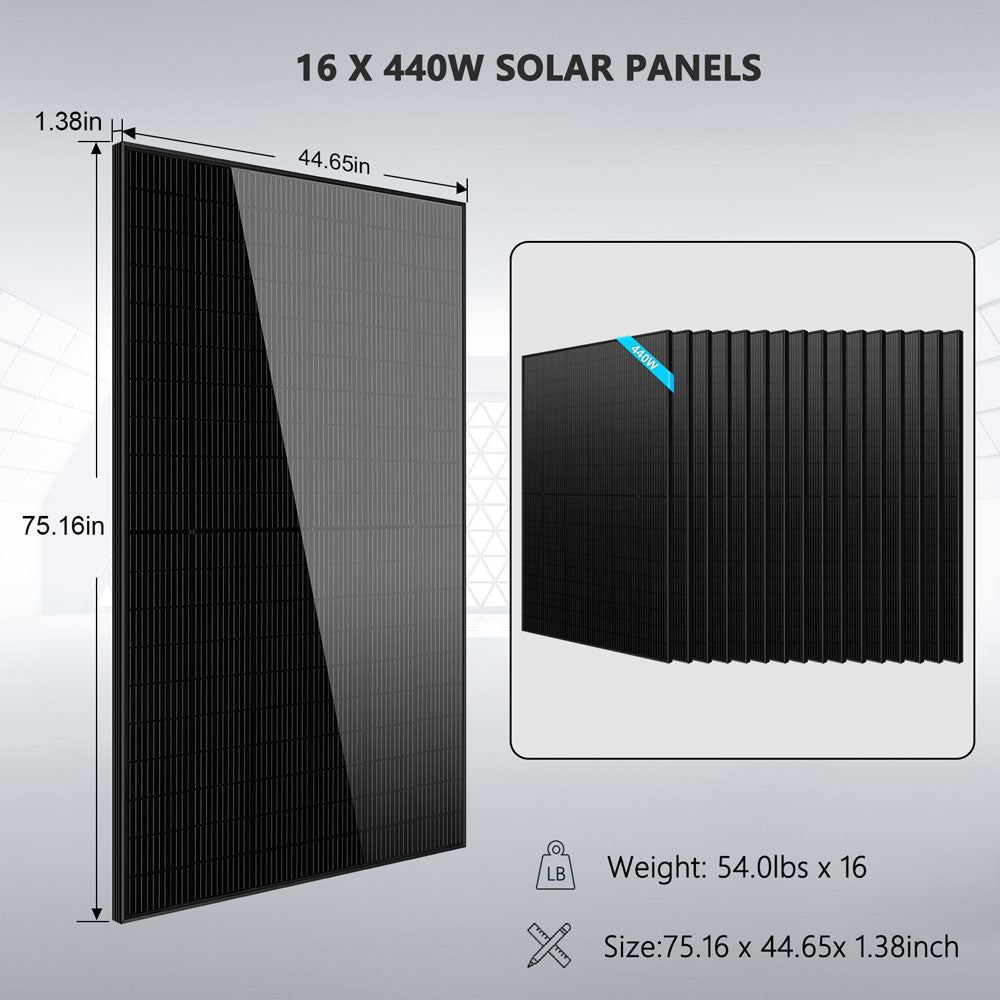 Hybrid Solar Kit 11.4KW 48V Split Phase 20.48KWH/51.2KWH Lithium Battery 450 Watt Solar Panel SGH-11N2E/ SGH-11N5E - Energize Trek