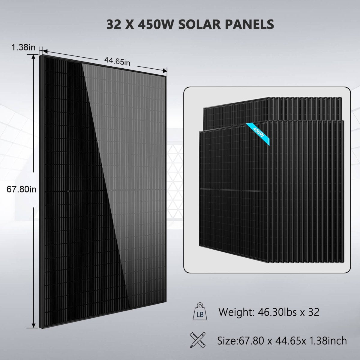 OFF GRID SOLAR KIT 20KW 48VDC 120V/240V LIFEPO4 30.72KWH LITHIUM BATTERY 32 X 450 WATTS SOLAR PANELS SGR-20K30E - Energize Trek