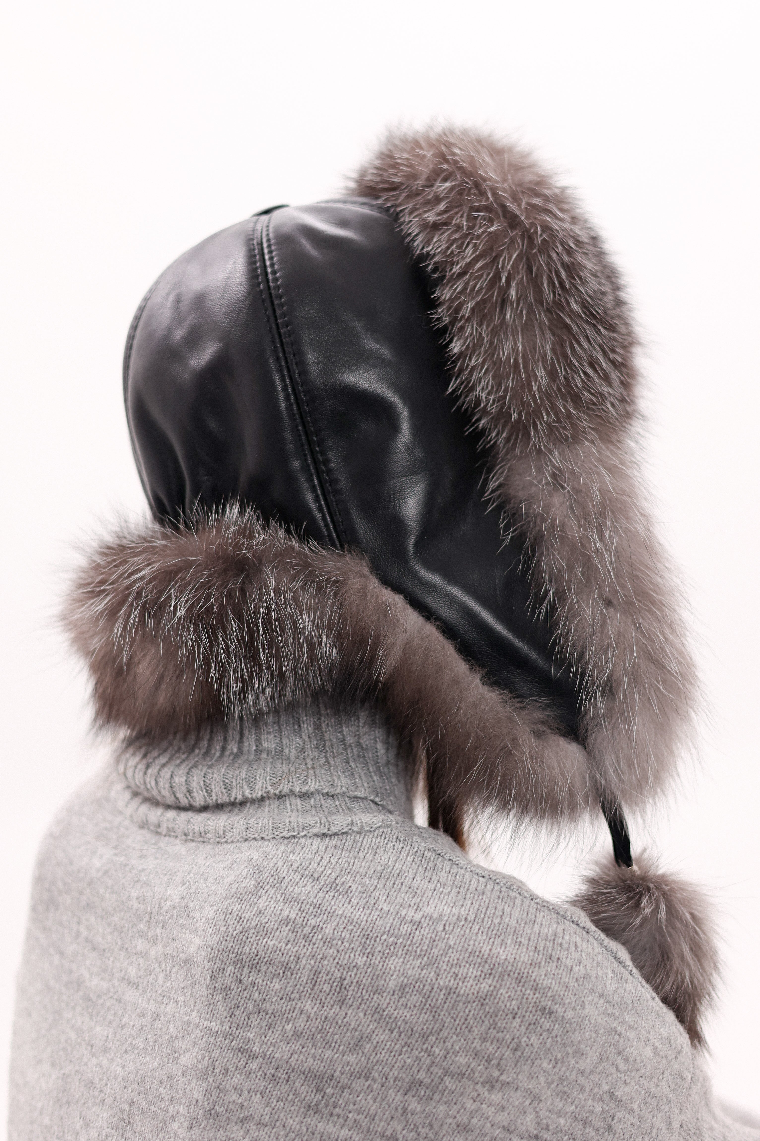 Genuine Silver Fox Fur Genuine Leather Hat - Energize Trek