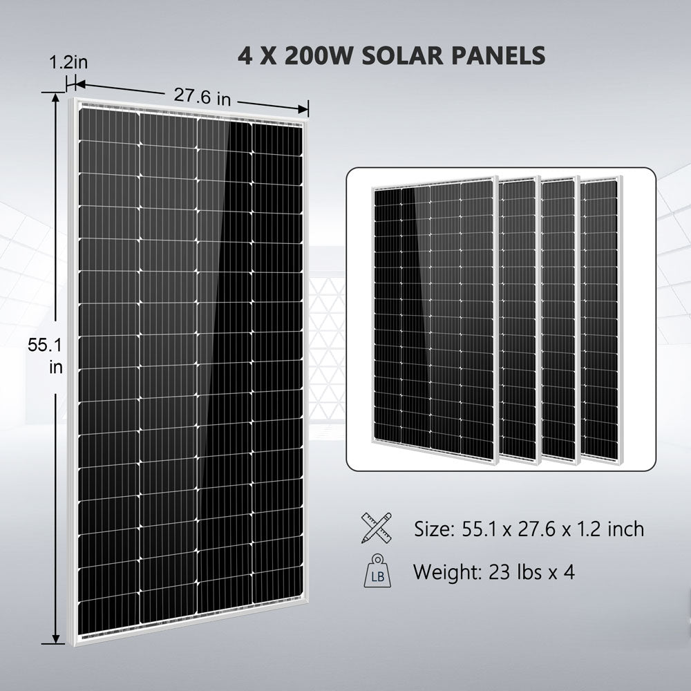 Solar Kit 3000W 24V Inverter 120V output Lithium Battery 800 Watt Solar Panel SGKT-3PRO - Energize Trek