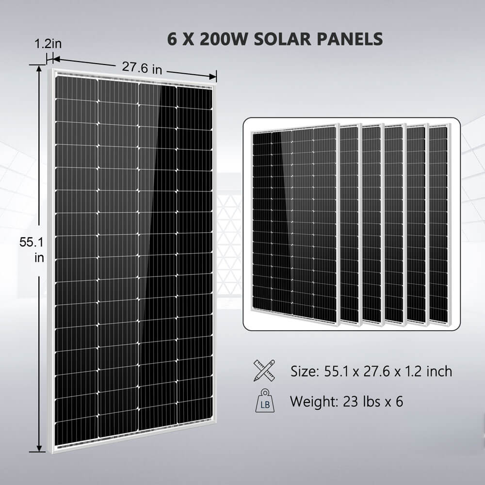 Off Grid Solar Kit 4000W Inverter 12VDC 120V/240V LiFePO4 Battery 1200 Watt Solar Back Up SGK-PR4S - Energize Trek