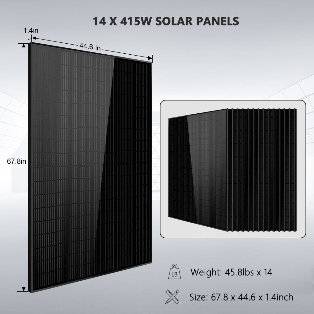 Off-Grid Solar Kit 13000W 48VDC 120V/240V LifePo4 20.48KWH Lithium Battery 14 X 415 Watts Solar Panels SGR-13KM - Energize Trek