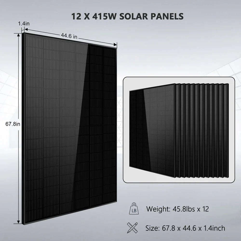 Off-Grid Solar Kit 6500W/ 8000W 48VDC 120V/240V LifePo4 10.24KWH-20.48KWH Lithium Battery 8 X 415 Watts Solar Panels SGR-8K10E - Energize Trek