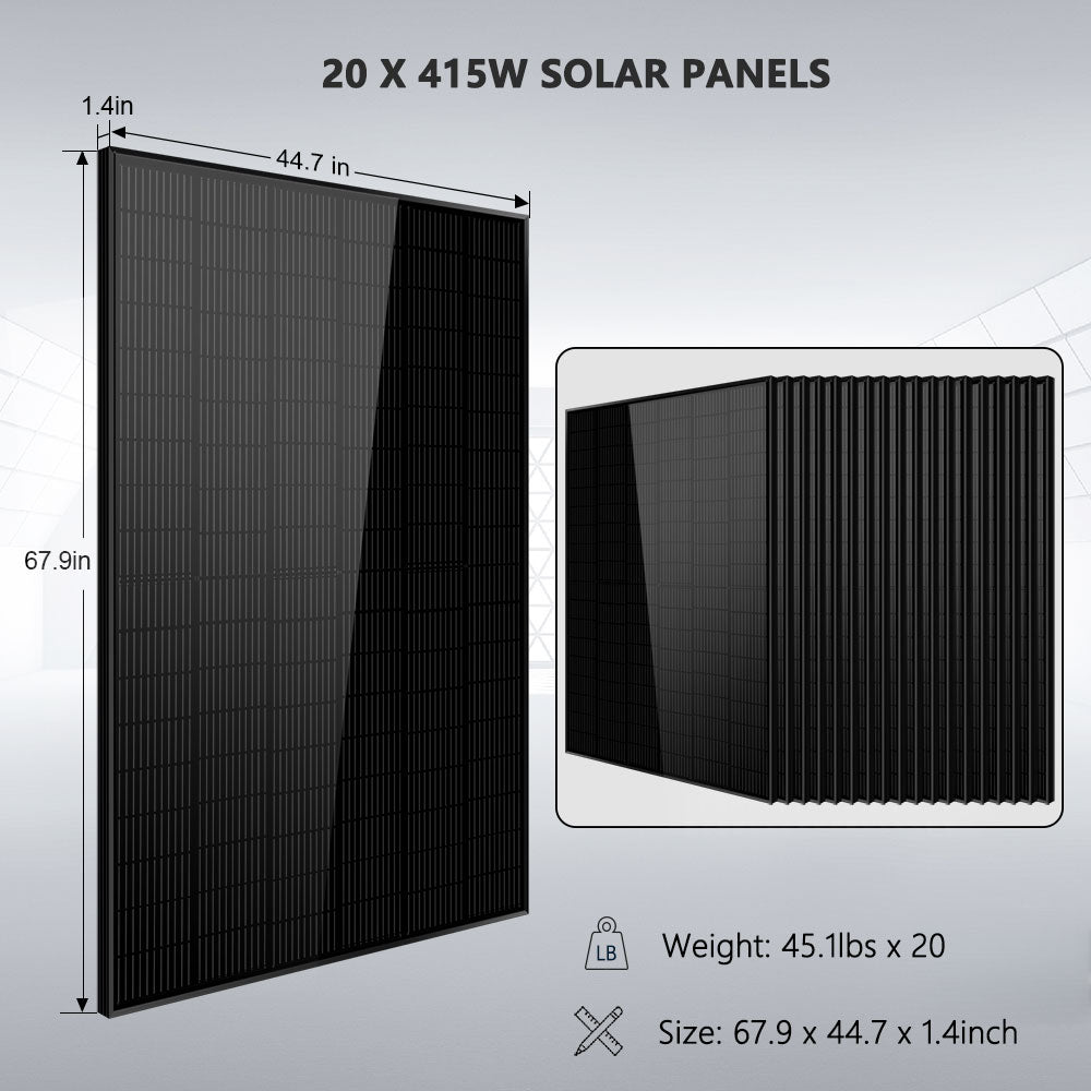 Off-Grid Solar Kits 12kW/15kW/18kW Options 120V/240V with 48v LiFePO4 Lithium Batteries & 415w Solar Panels SGR-18K20E - Energize Trek