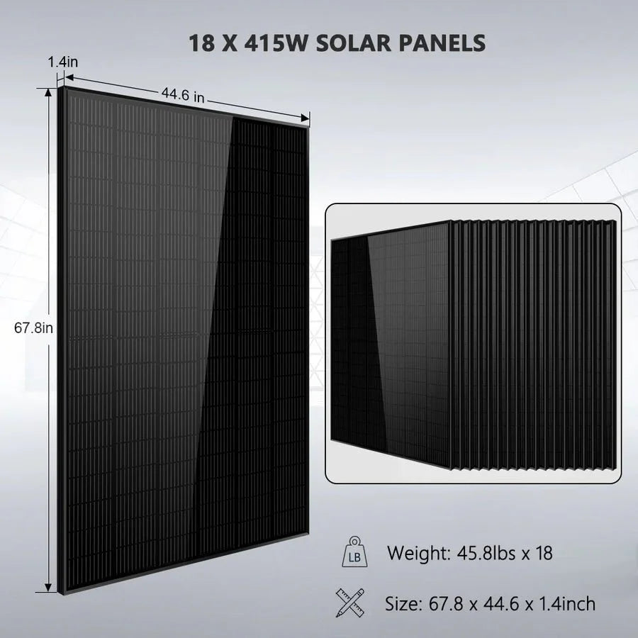 Off-Grid Solar Kits 12kW/15kW/18kW Options 120V/240V with 48v LiFePO4 Lithium Batteries & 415w Solar Panels SGR-18K20E - Energize Trek