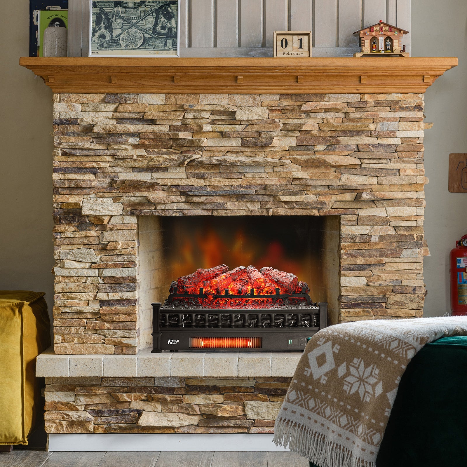 Eternal Flame EF26-PB Electric Fireplace Logs - Energize Trek