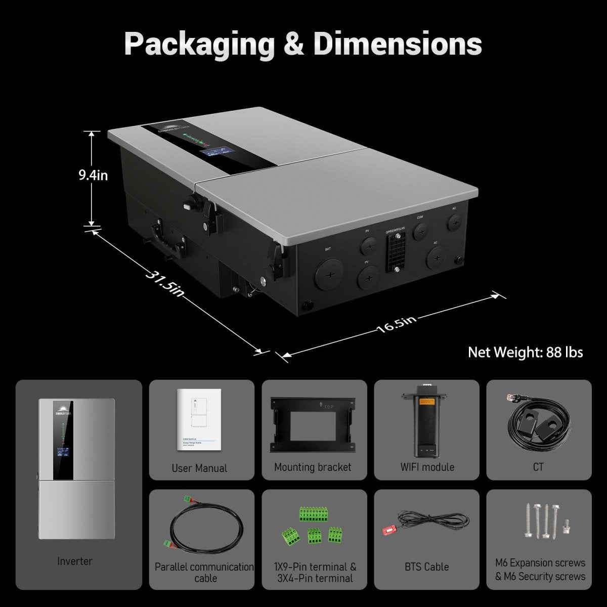 22.8KW Hybrid Inverter 48V Split Phase SGN11.4KHB-48 (2 UNITS PARALLEL) - Energize Trek