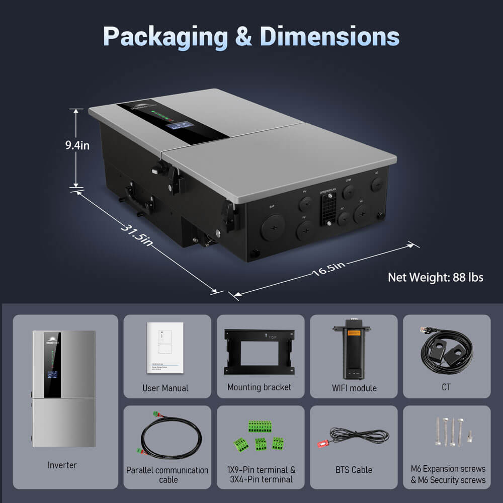7.6KW/ 11.4KW Hybrid Inverter 48V Split Phase SGN11.4KHB-48/ SGN7.6K1HB-48 - Energize Trek