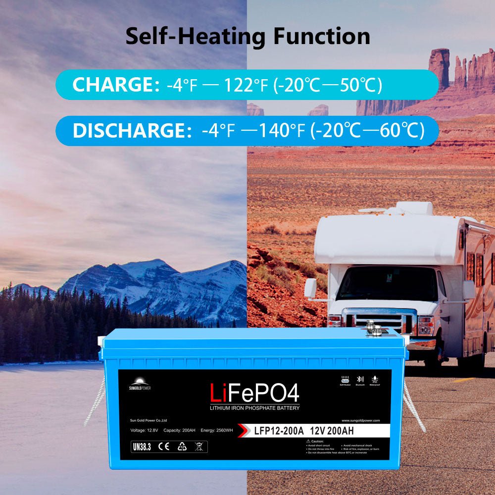 2 X 12V 200Ah LiFePo4 Deep Cycle Lithium Battery Bluetooth / Self-Heating / IP65 - Energize Trek