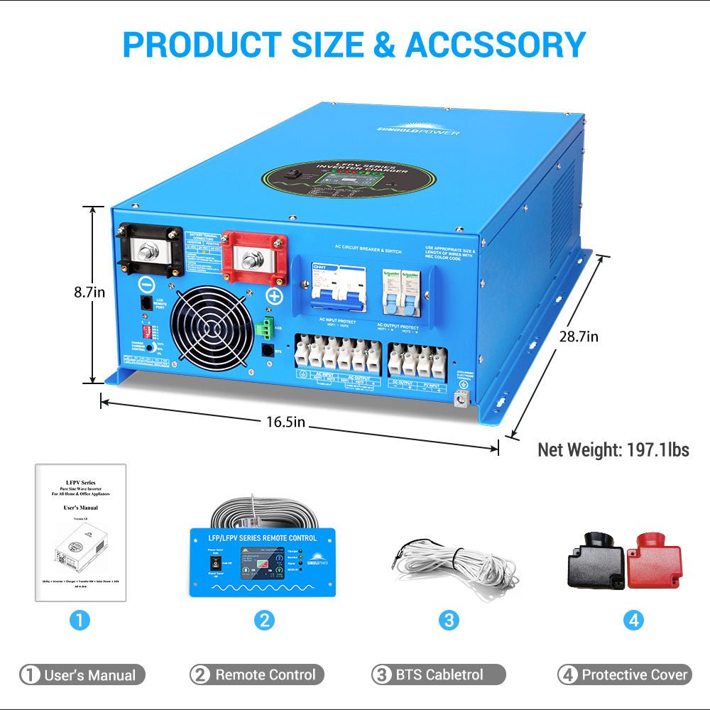 12000W 48V Split Phase Pure Sine Wave Inverter Charger - Energize Trek