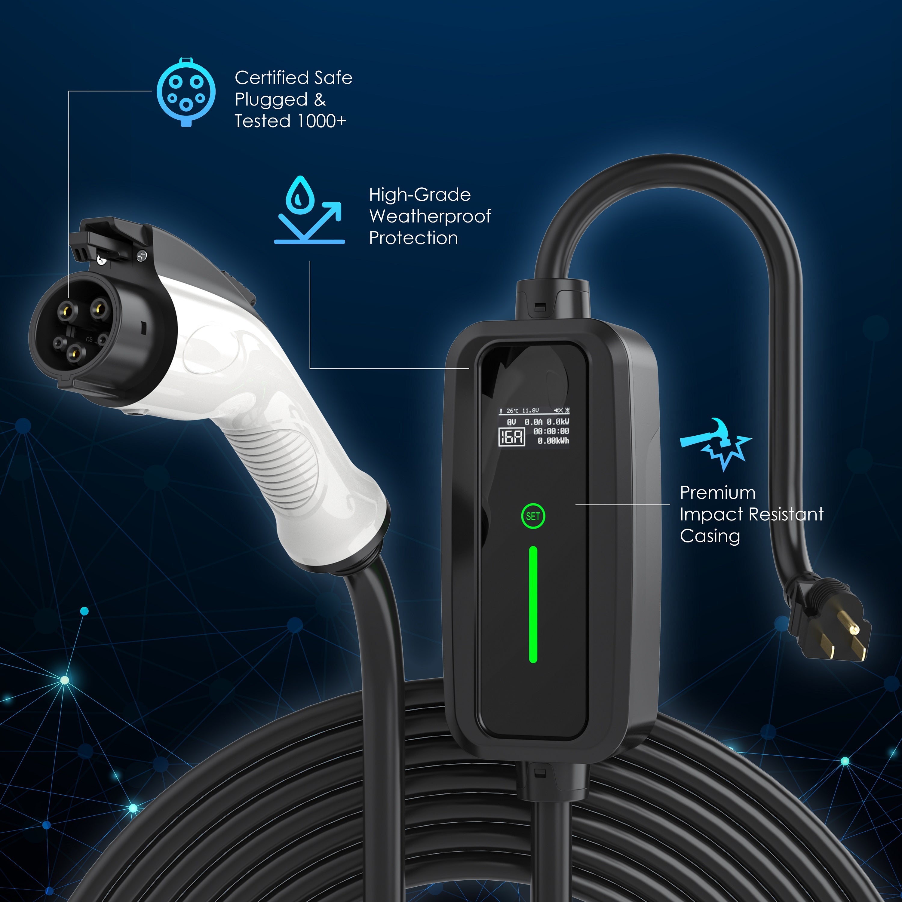 J1772 16A Portable Charger - Energize Trek