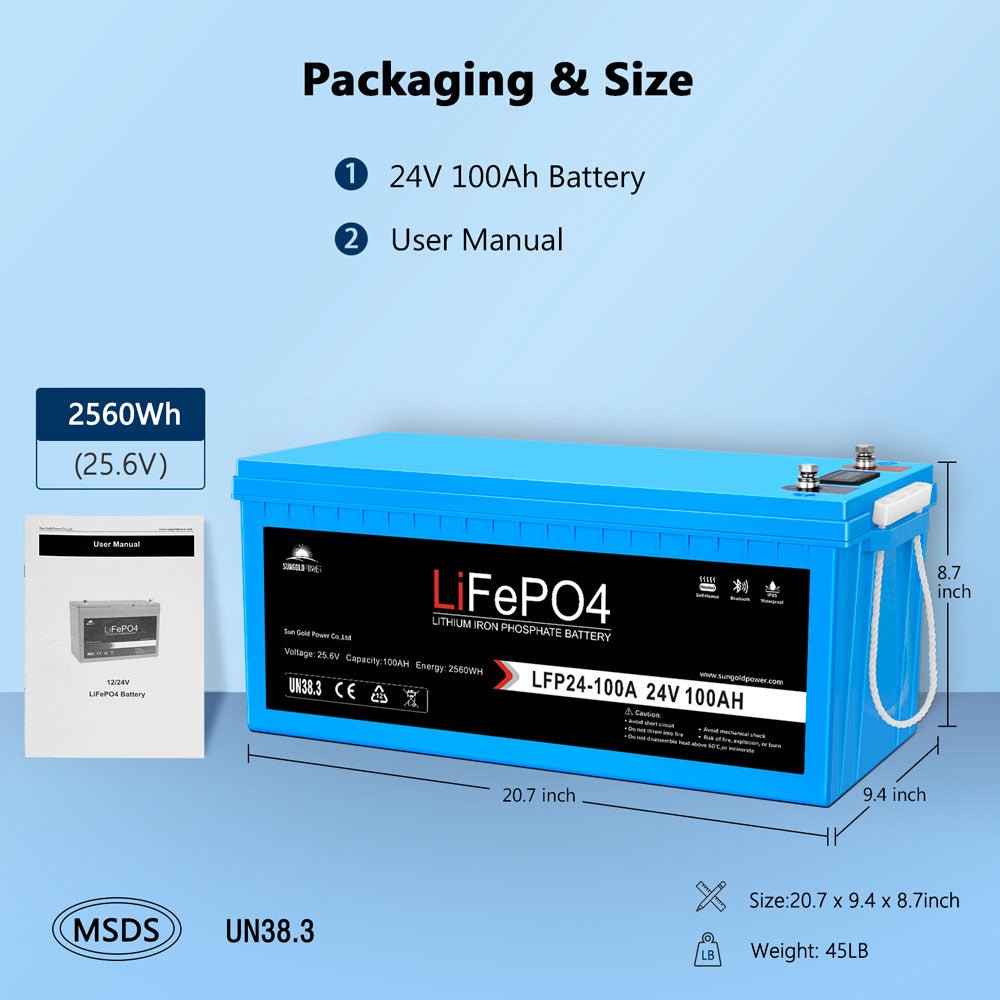 4 X 24V 100Ah LiFePo4 Deep Cycle Lithium Battery Bluetooth / Self-Heating / IP65 - Energize Trek