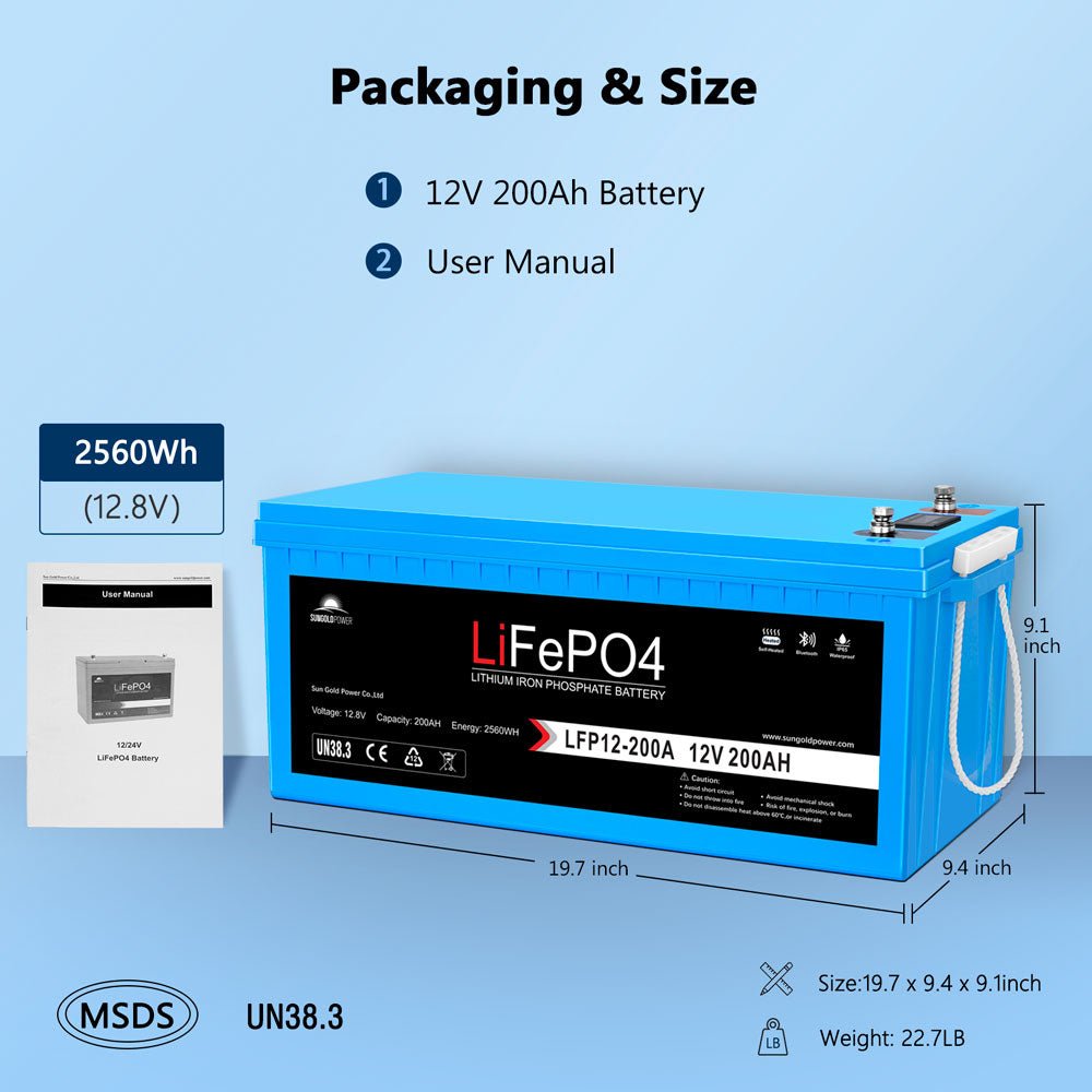 2 X 12V 200Ah LiFePo4 Deep Cycle Lithium Battery Bluetooth / Self-Heating / IP65 - Energize Trek