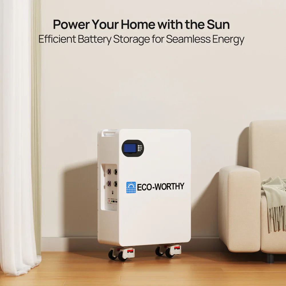 51.2V 280Ah LiFePO4 Floor Standing Battery with 4 Footmaster Nylon Wheels for Off-grid Home Energy Storage - Energize Trek