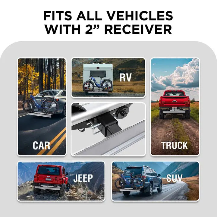 1-Bike Hitch E-bike Rack with Ramp, Folding Single Electric Bike Carrier, 100 LBS Capacity, Fits 2'' Receiver - Energize Trek