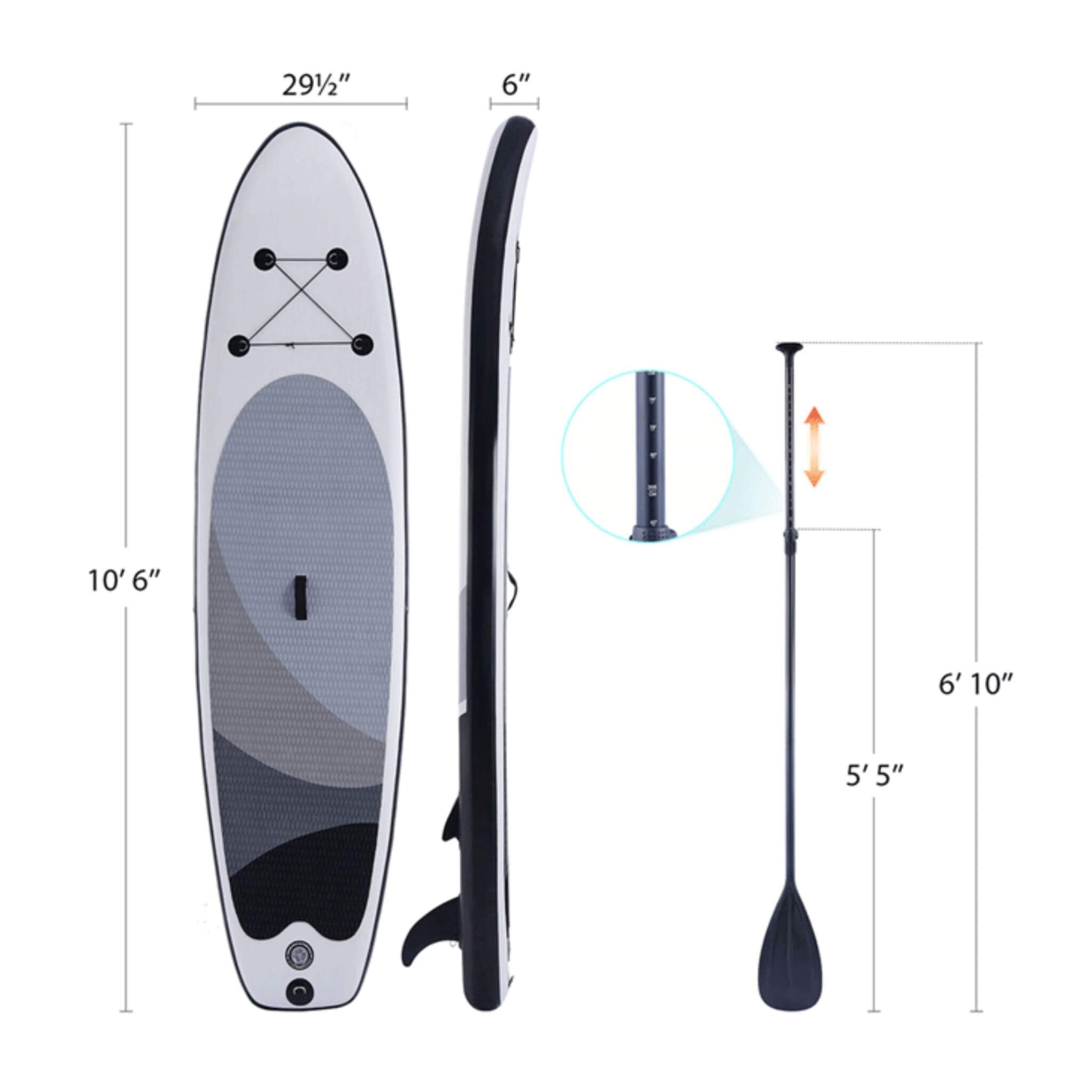 10' Inflatable Blow Up SUP Paddle Board W/ Carrying Bag & Pump (SAK43678) - Energize Trek