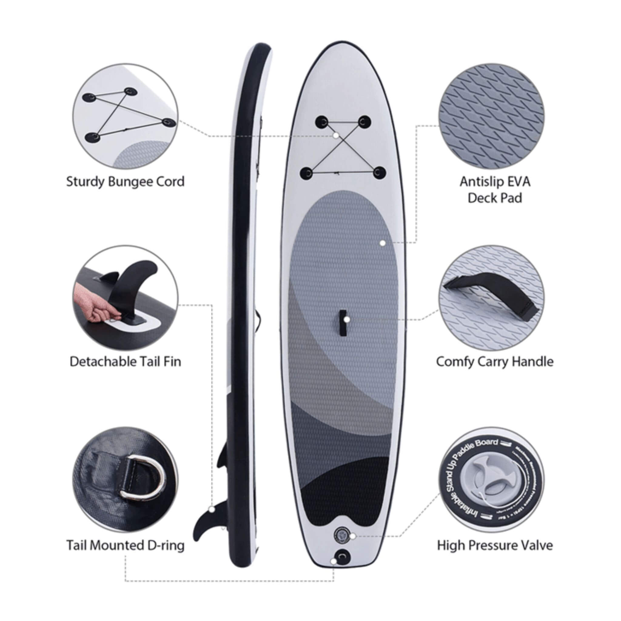 10' Inflatable Blow Up SUP Paddle Board W/ Carrying Bag & Pump (SAK43678) - Energize Trek