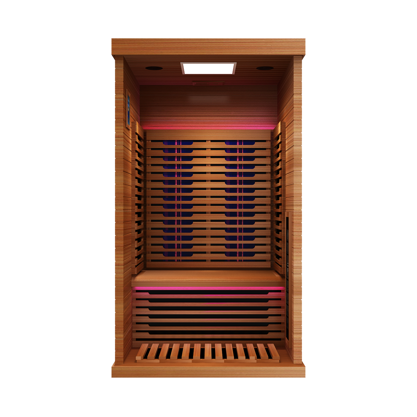 Peak Saunas Rainier 1-Person Full Spectrum Infrared Sauna with XL Medical-Grade Red Light Therapy & Smart WiFi App Control - Energize Trek