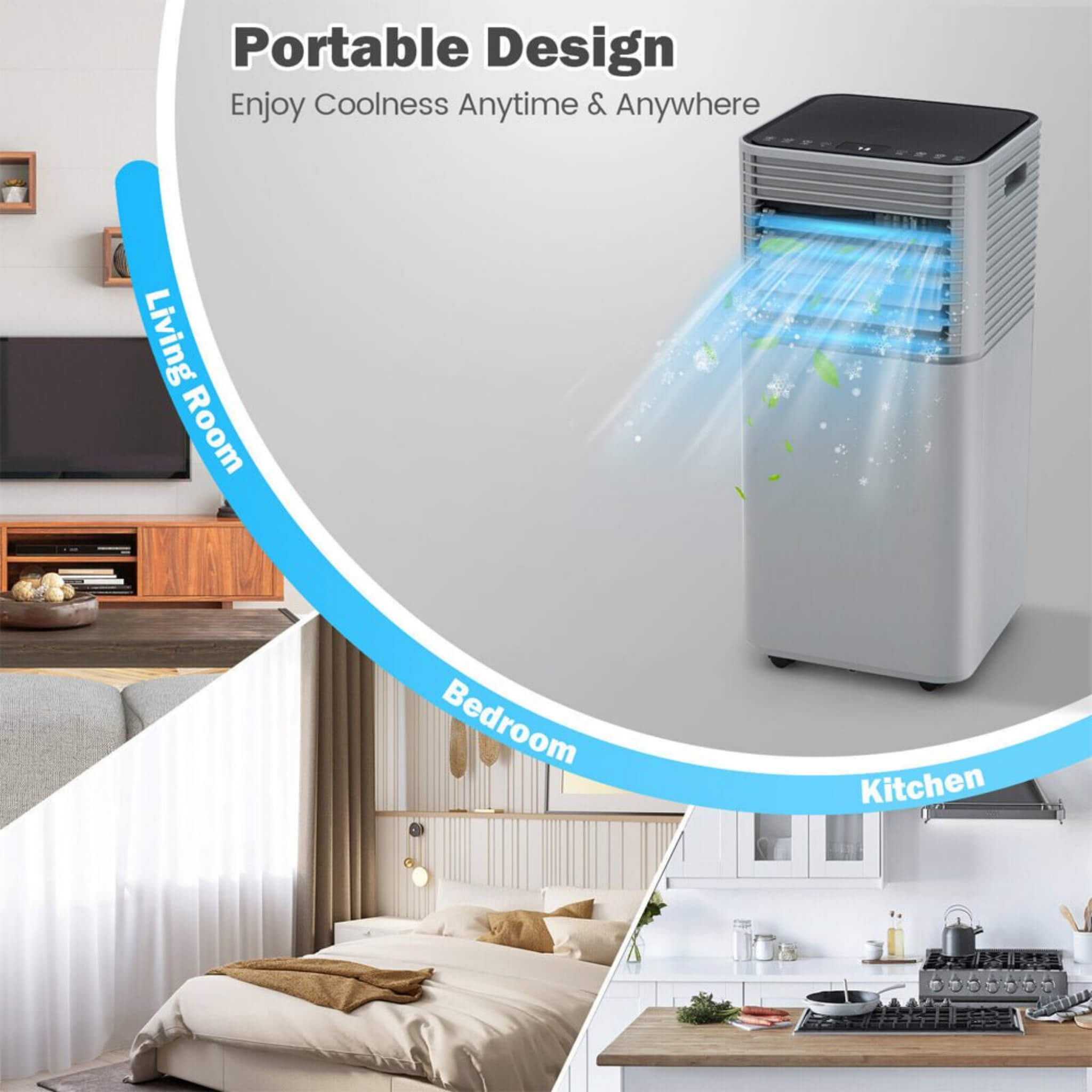 10K BTU Portable Room Air Conditioner Unit With Dehumidifier And Fan Mode (SAK30782) - Energize Trek