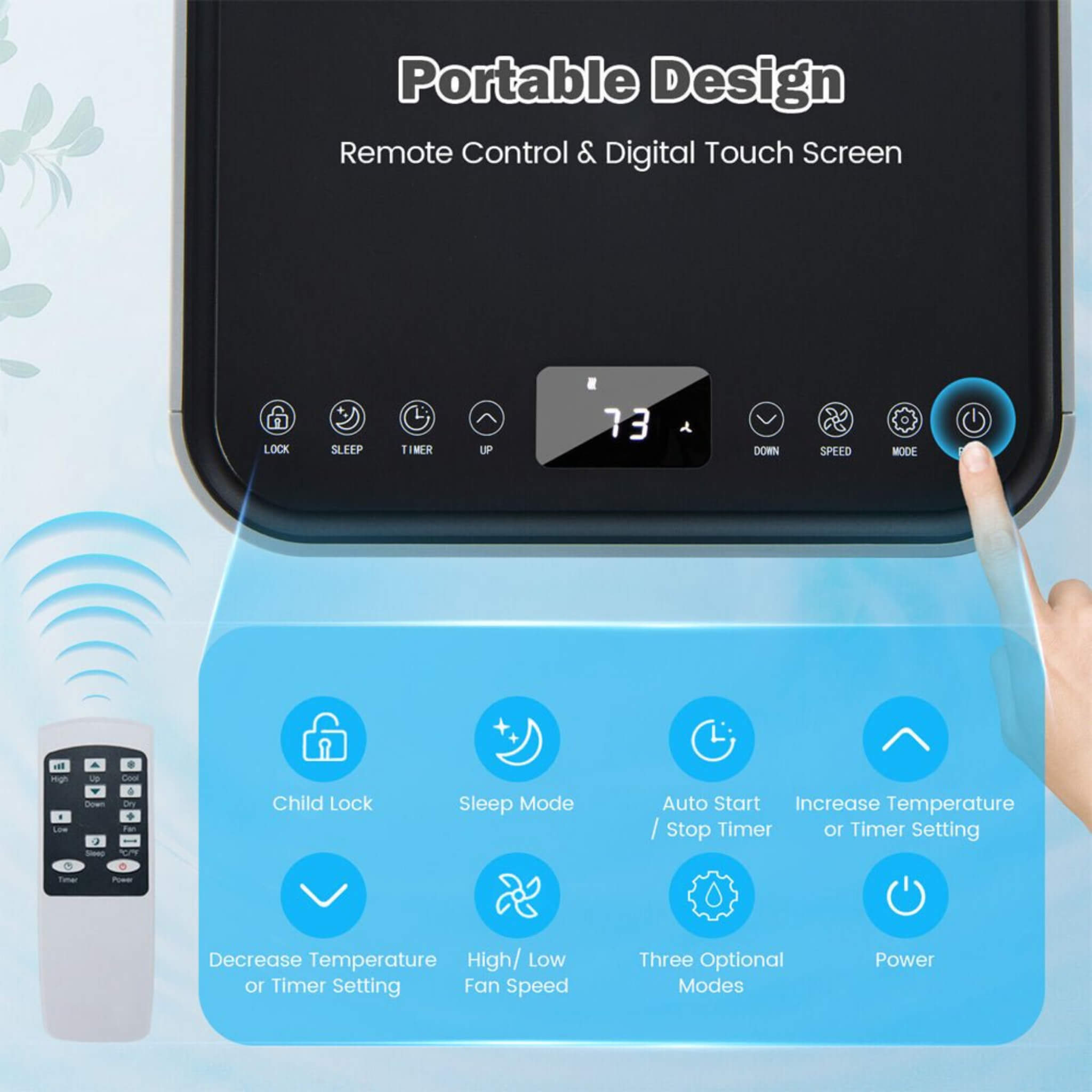 10K BTU Portable Room Air Conditioner Unit With Dehumidifier And Fan Mode (SAK30782) - Energize Trek