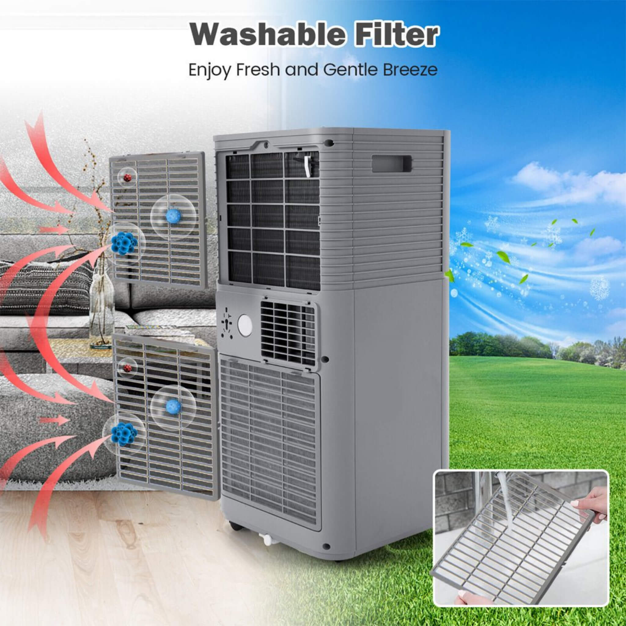 10K BTU Portable Room Air Conditioner Unit With Dehumidifier And Fan Mode (SAK30782) - Energize Trek
