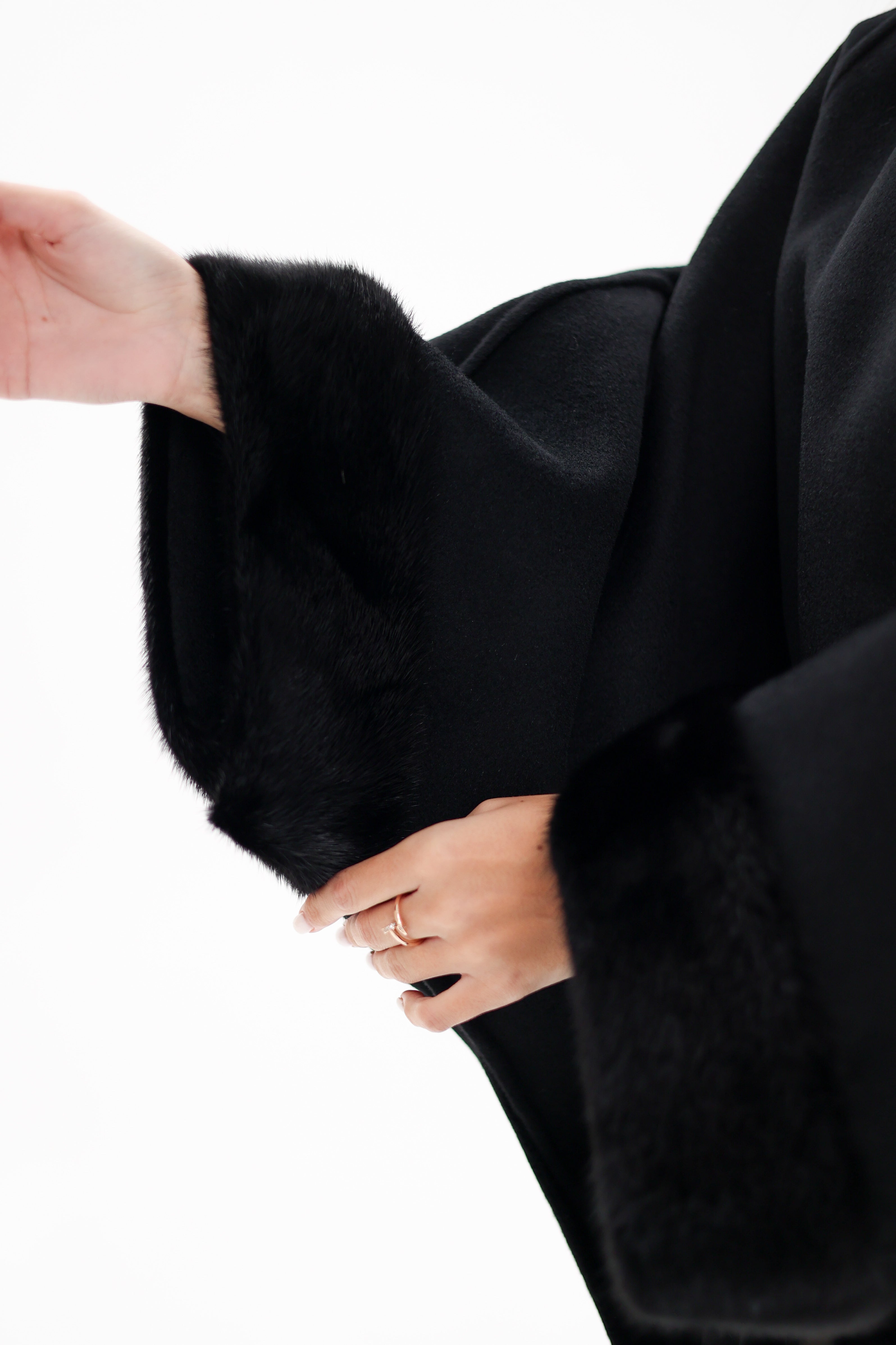 Genuine Scandinavian Mink Fur Double Face Wool Poncho - Energize Trek
