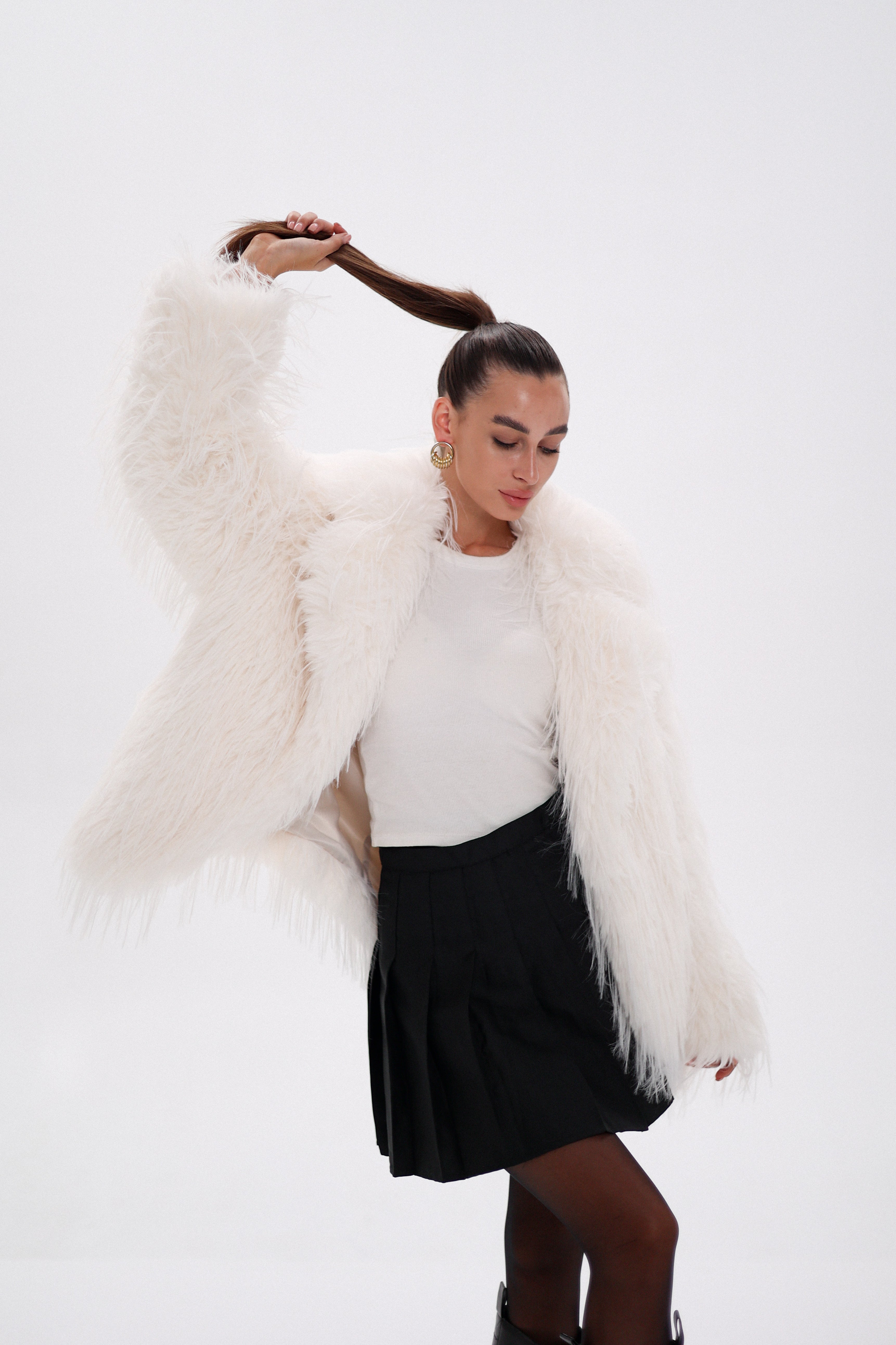Faux Ostrich Luxe Wool Blend Coat - Energize Trek