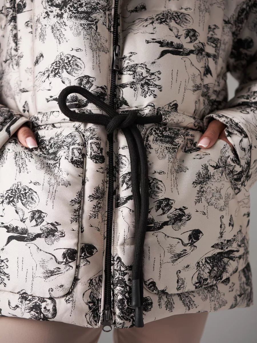 Monochrome Jacquard Down Fill Coat - Energize Trek