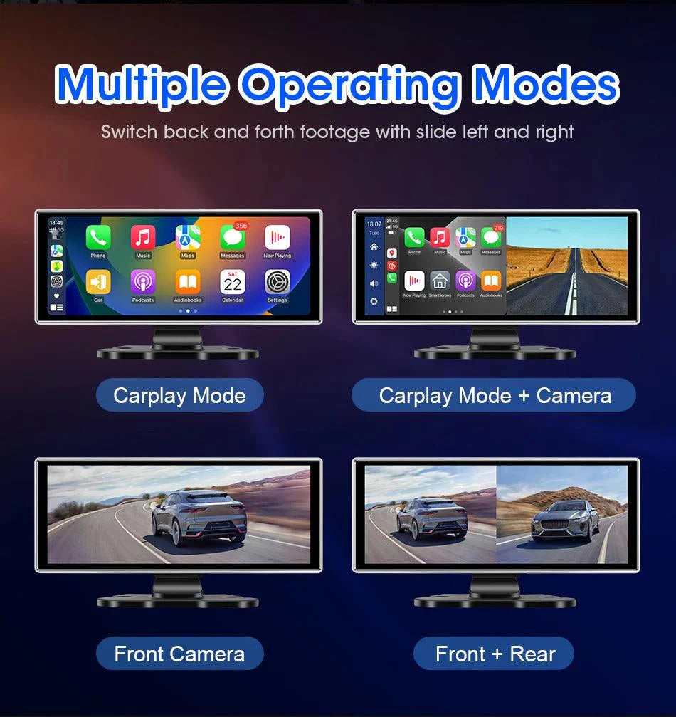 11.26 inch Car DVR 4K Dash Cam Dual Lens Wireless Carplay & Android Auto Video Recorder Monitor GPS Navigation 5G Wifi FM AUX - Energize Trek