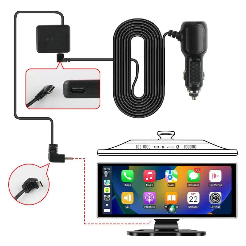 11.26 inch Car DVR 4K Dash Cam Dual Lens Wireless Carplay & Android Auto Video Recorder Monitor GPS Navigation 5G Wifi FM AUX - Energize Trek