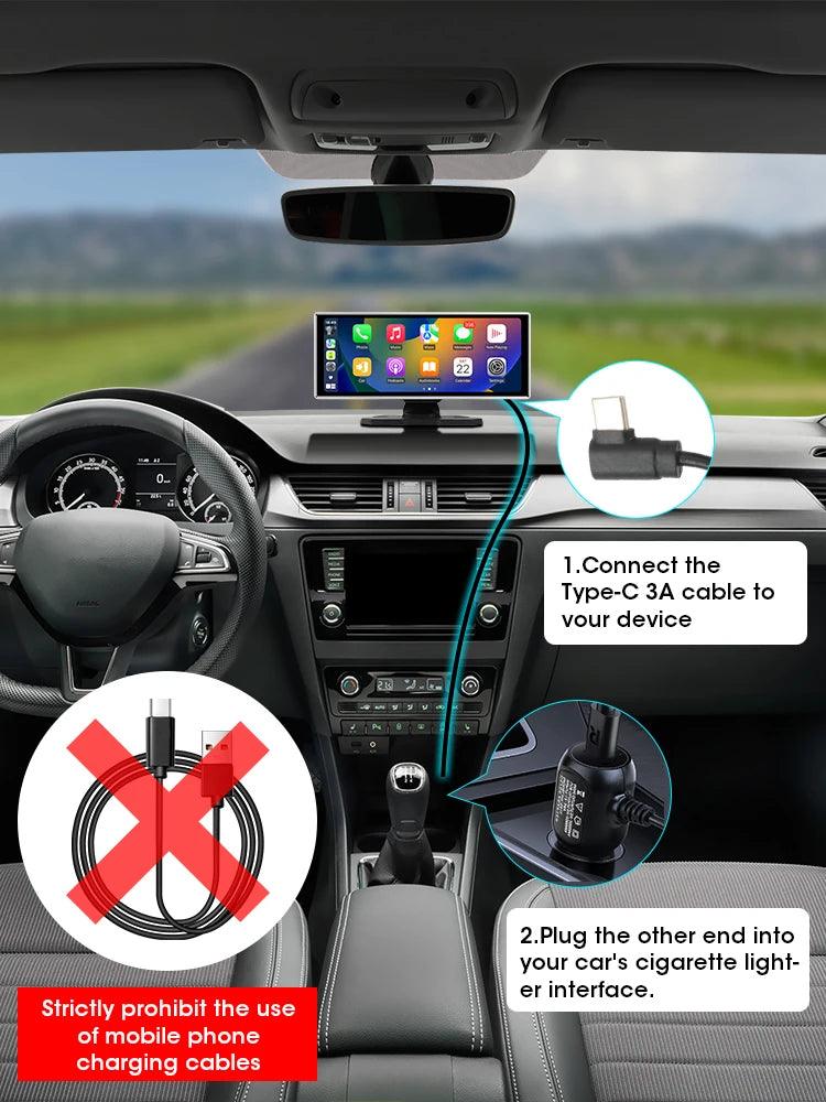 11.26 inch Car DVR 4K Dash Cam Dual Lens Wireless Carplay & Android Auto Video Recorder Monitor GPS Navigation 5G Wifi FM AUX - Energize Trek