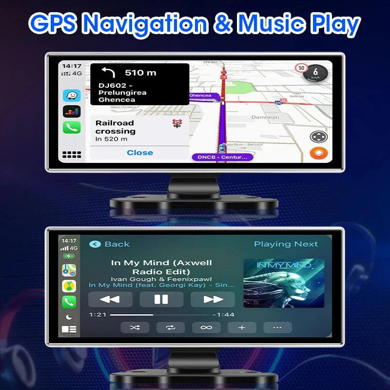 11.26 inch Car DVR 4K Dash Cam Dual Lens Wireless Carplay & Android Auto Video Recorder Monitor GPS Navigation 5G Wifi FM AUX - Energize Trek