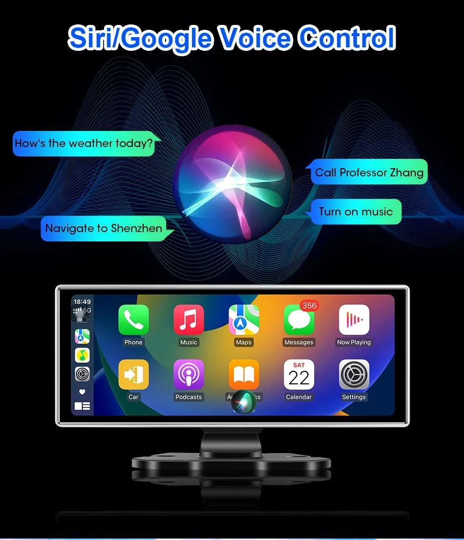 11.26 inch Car DVR 4K Dash Cam Dual Lens Wireless Carplay & Android Auto Video Recorder Monitor GPS Navigation 5G Wifi FM AUX - Energize Trek